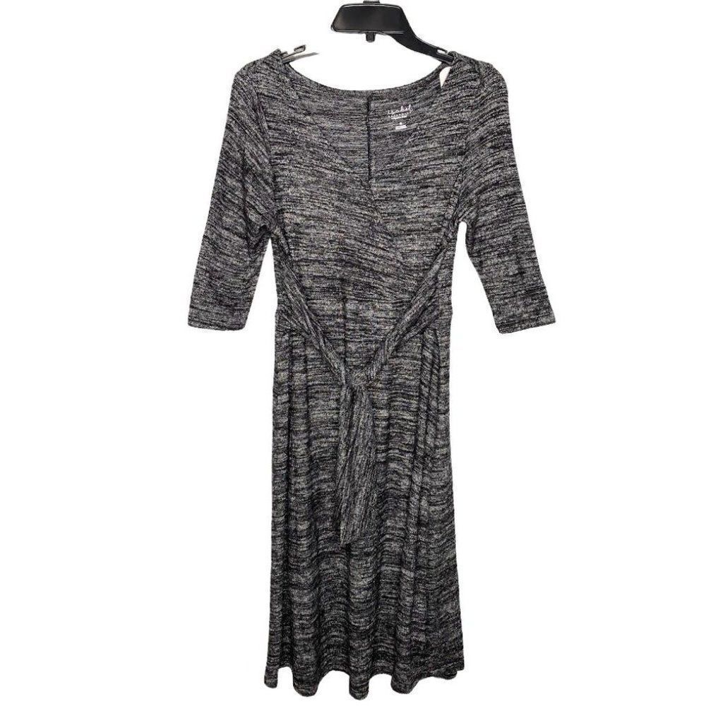 Isabel Maternity Dress Women's Black Gray Small‎ Tie-Waist Scoop-Neck NEW